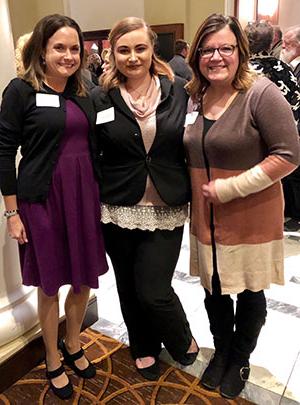 Kayla Carver, Northrop High School teacher Melissa Hirsch and Associate Dean of Academic Affairs Stacy Erickson-Pesetski.